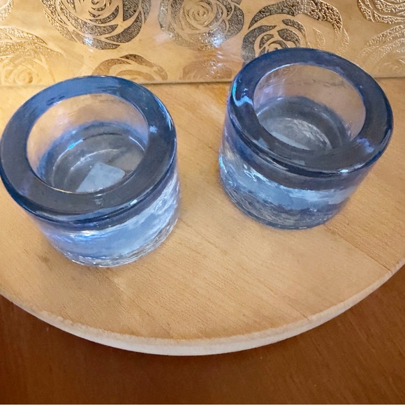 Crate & Barrel cobalt blue block tea light holders. - Picture 4 of 5